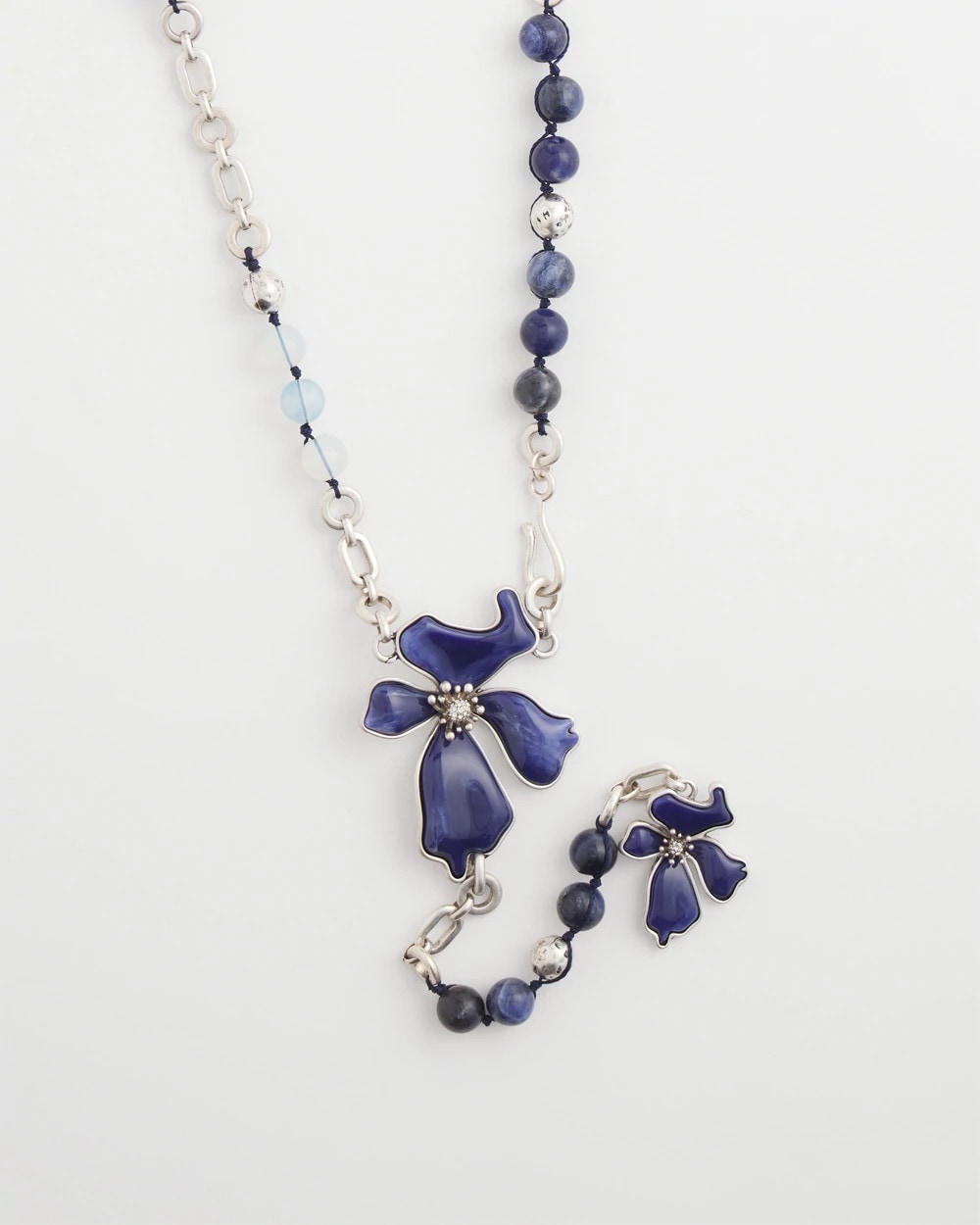 Chico's Jewelry Blue Flower Long Y-Necklace