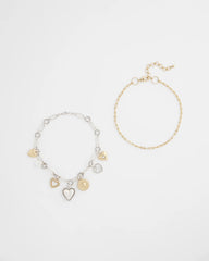 Chico's Jewelry Mixed Metal Heart Charm Necklace