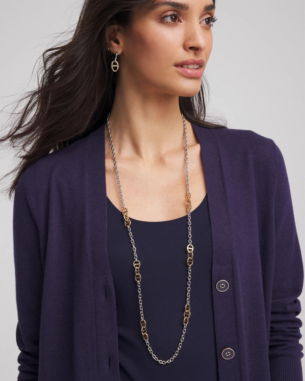 Chico's Jewelry Mixed Metal Link Long Necklace