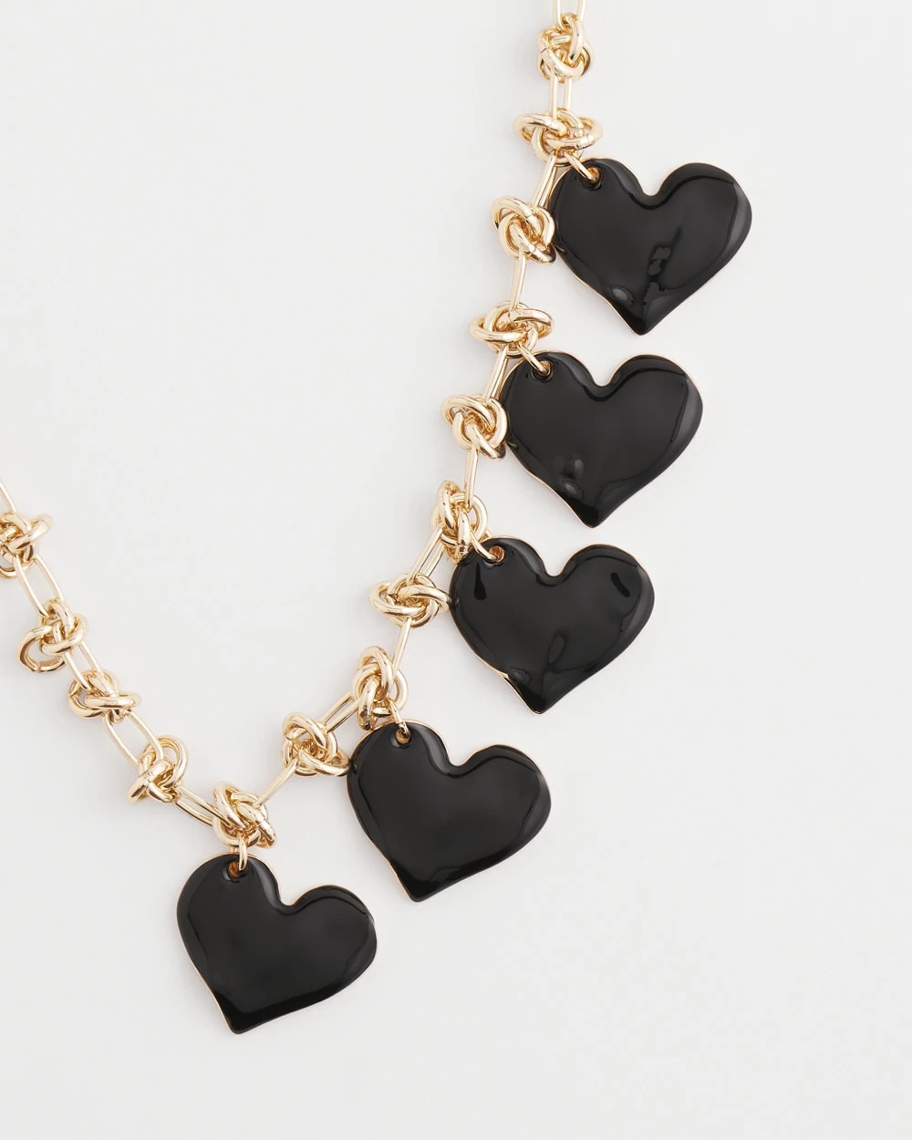 Chico's Jewelry Black Heart Drop Off Necklace