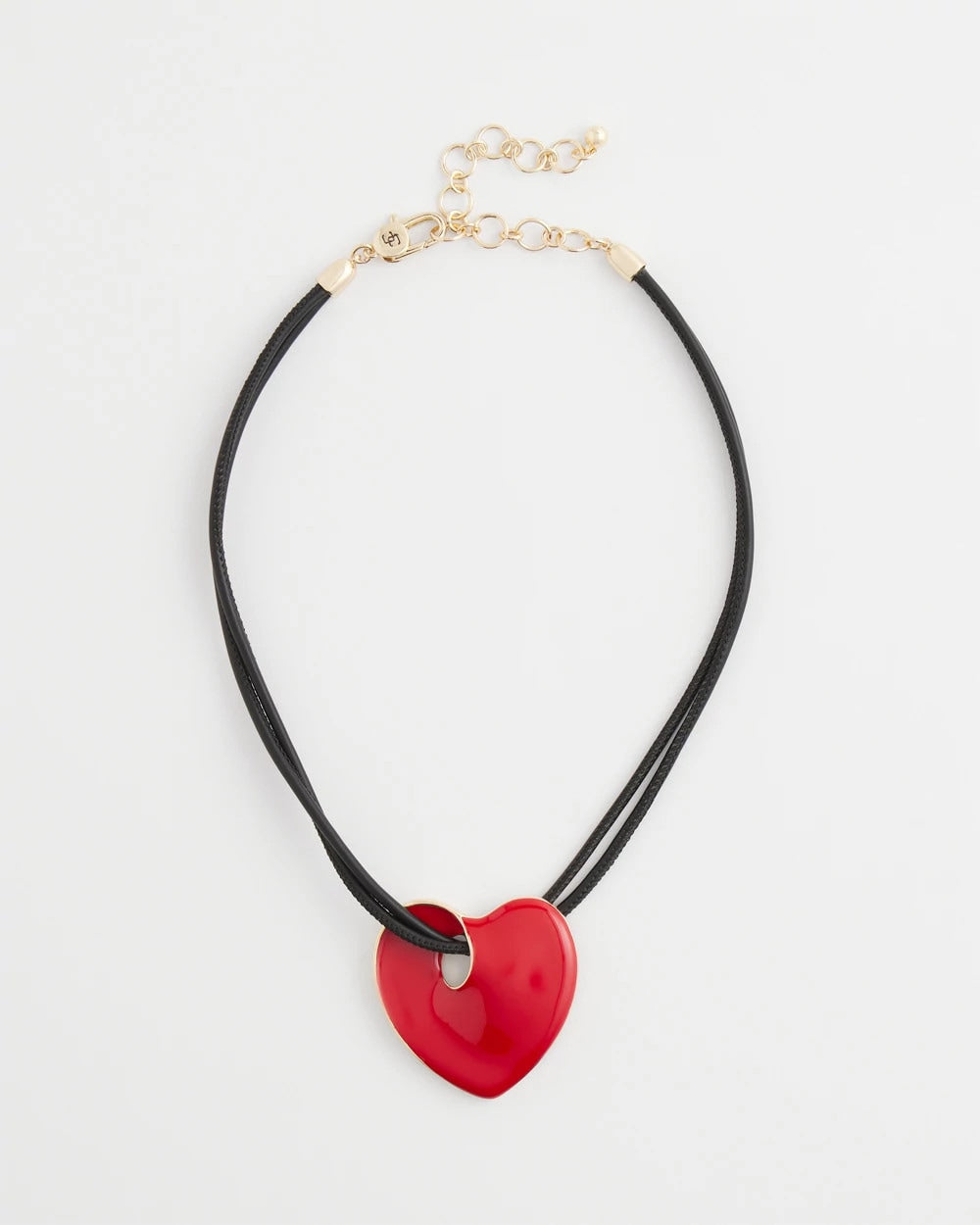 Chico's Jewelry Red Enamel Heart Pendant Necklace