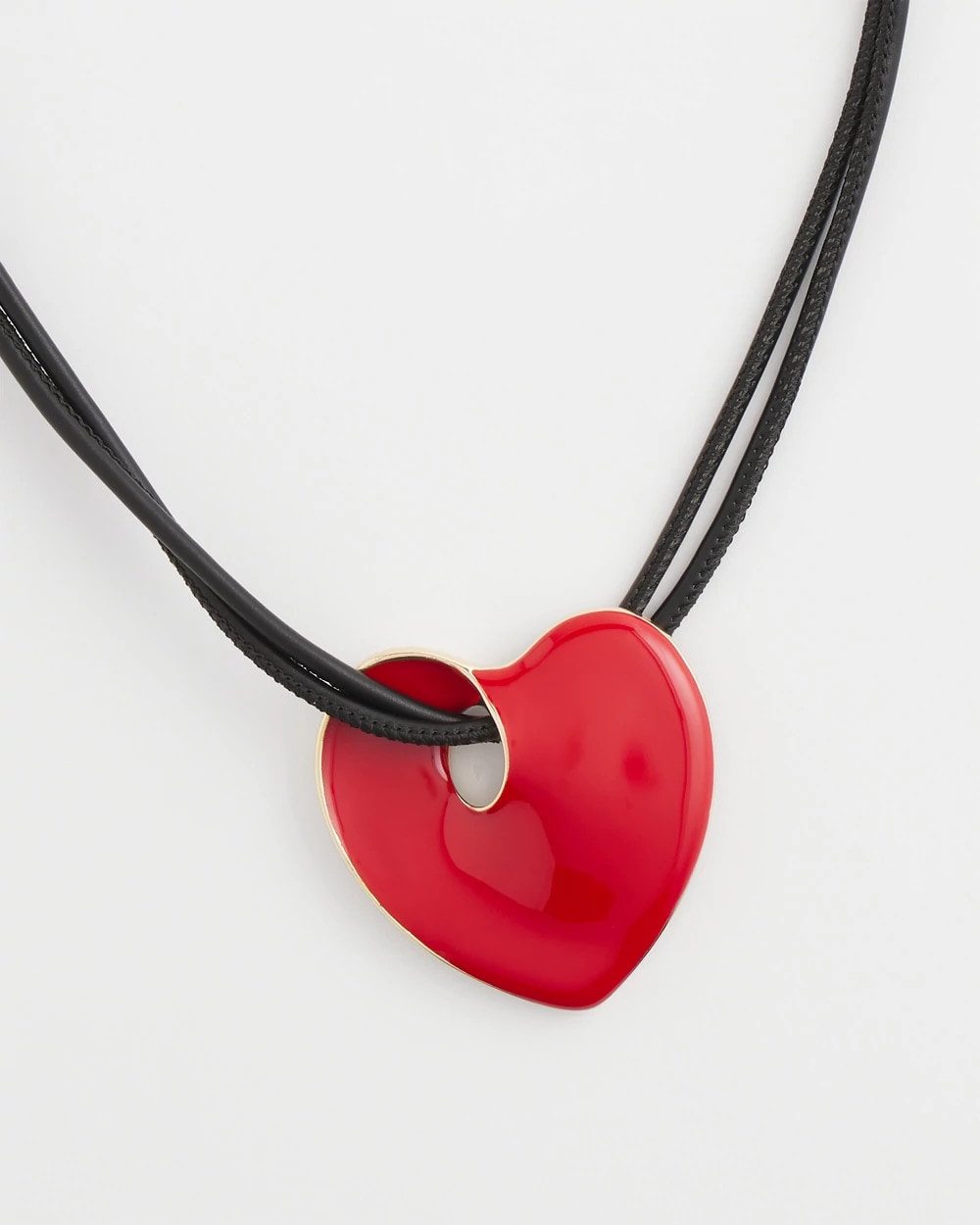 Chico's Jewelry Red Enamel Heart Pendant Necklace