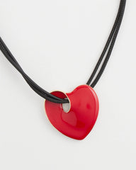 Chico's Jewelry Red Enamel Heart Pendant Necklace