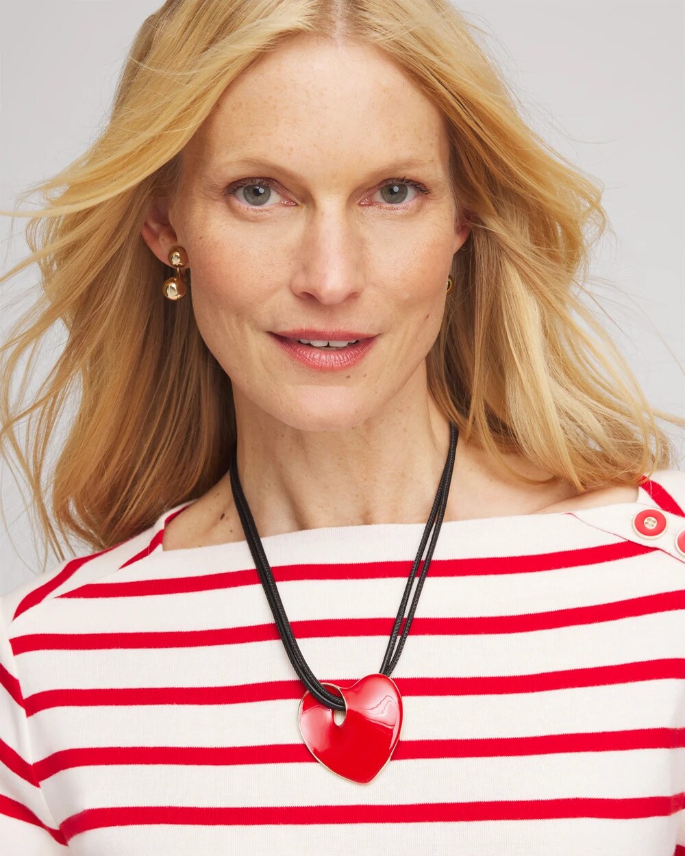 Chico's Jewelry Red Enamel Heart Pendant Necklace