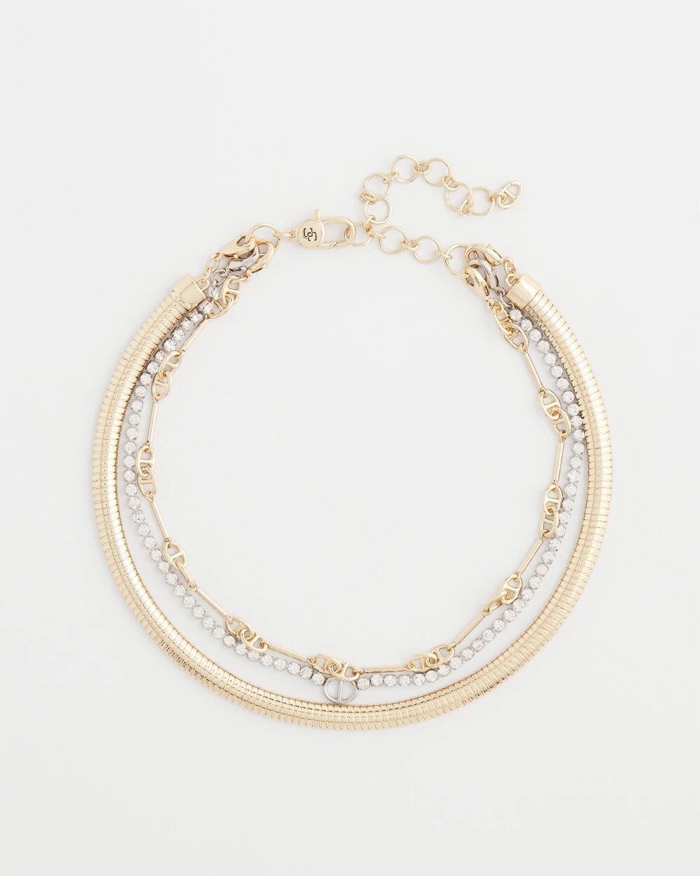 Chico's Jewelry Mixed Metal Link Triple-Strand Necklace