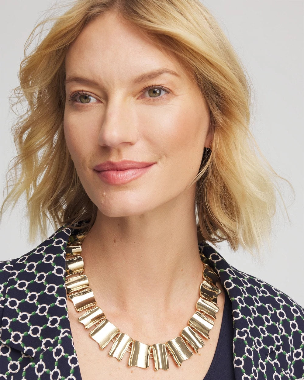 Chico's Jewelry Gold Wave Collar Necklace