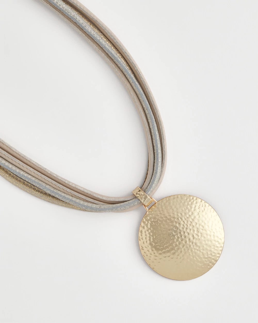 Chico's Jewelry Textured Golden Pendant Necklace
