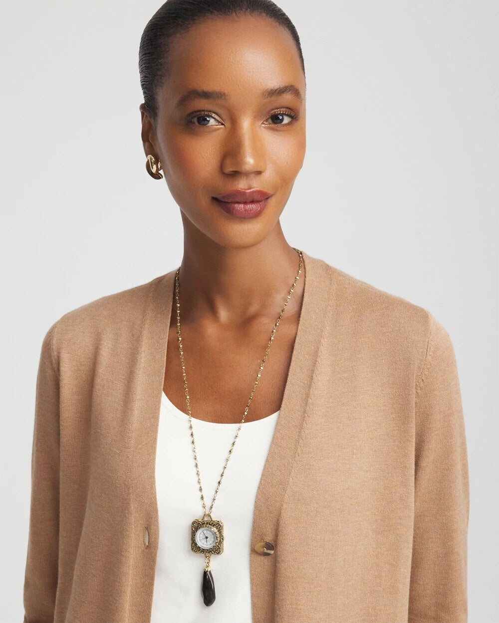 Chico's Jewelry Clock Pendant Necklace