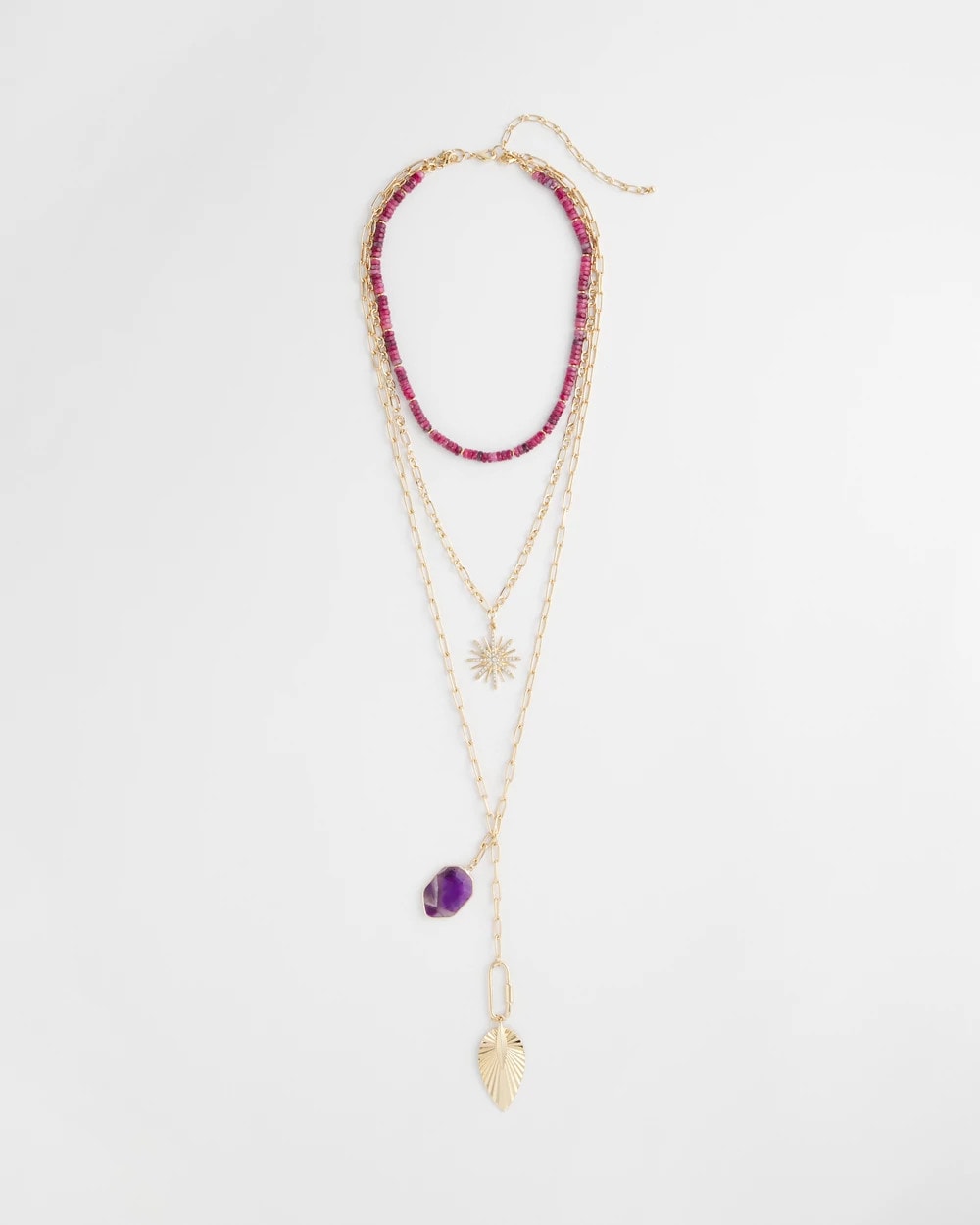 Chico's Jewelry Amethyst Convertible Multi-Layer Necklace
