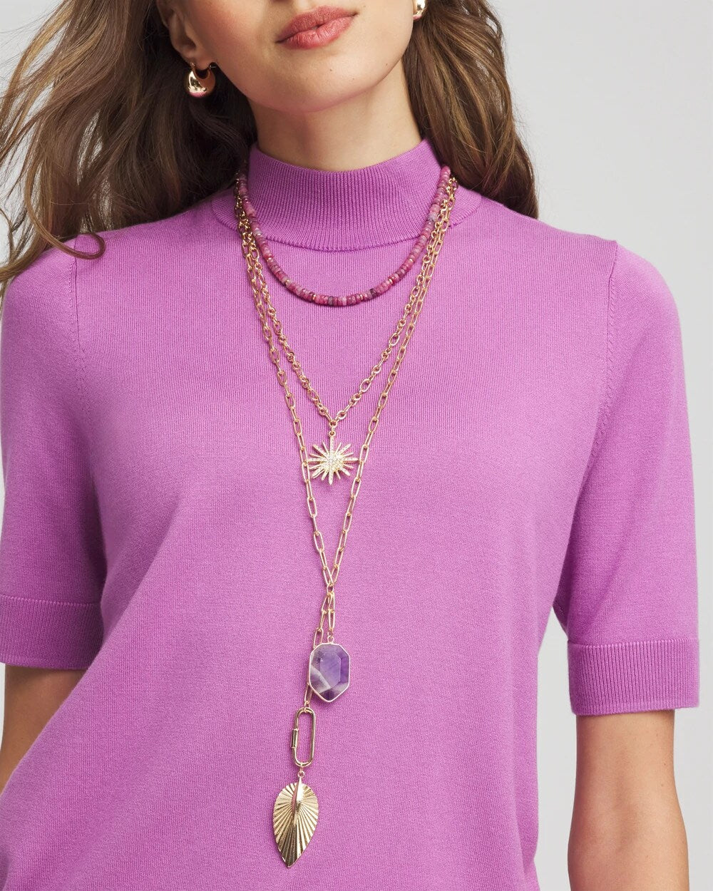 Chico's Jewelry Amethyst Convertible Multi-Layer Necklace