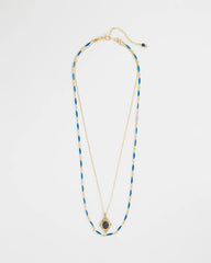Chico's Jewelry Double-Strand Sodalite Pendant Necklace