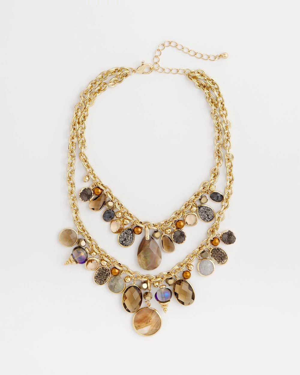 Chico's Jewelry Faceted Gem Drop Off Bib Necklace