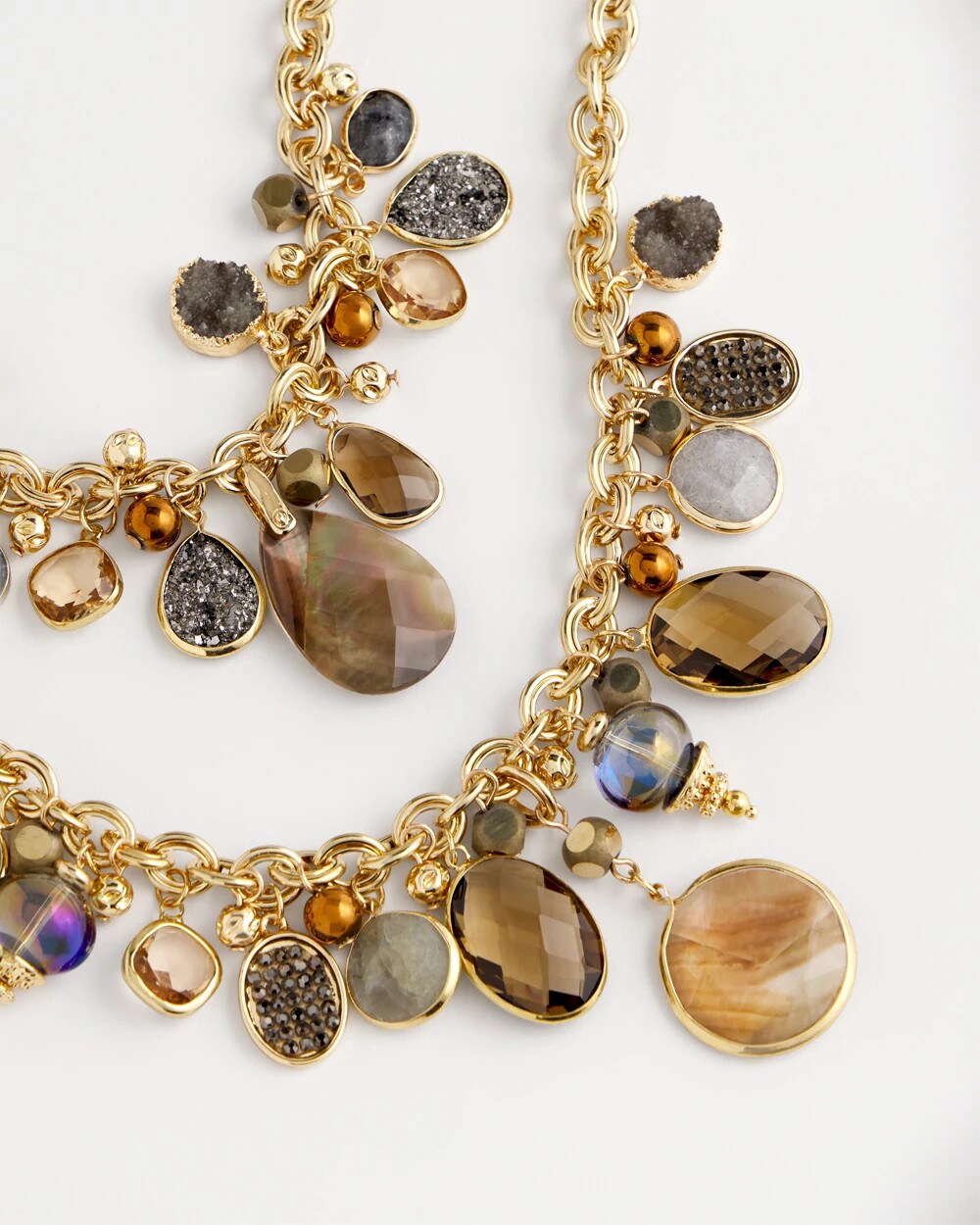 Chico's Jewelry Faceted Gem Drop Off Bib Necklace