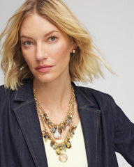 Chico's Jewelry Faceted Gem Drop Off Bib Necklace