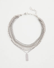 Chico's Jewelry Silver Tone Pave Multistrand Necklace