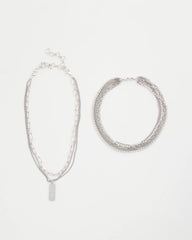 Chico's Jewelry Silver Tone Pave Multistrand Necklace