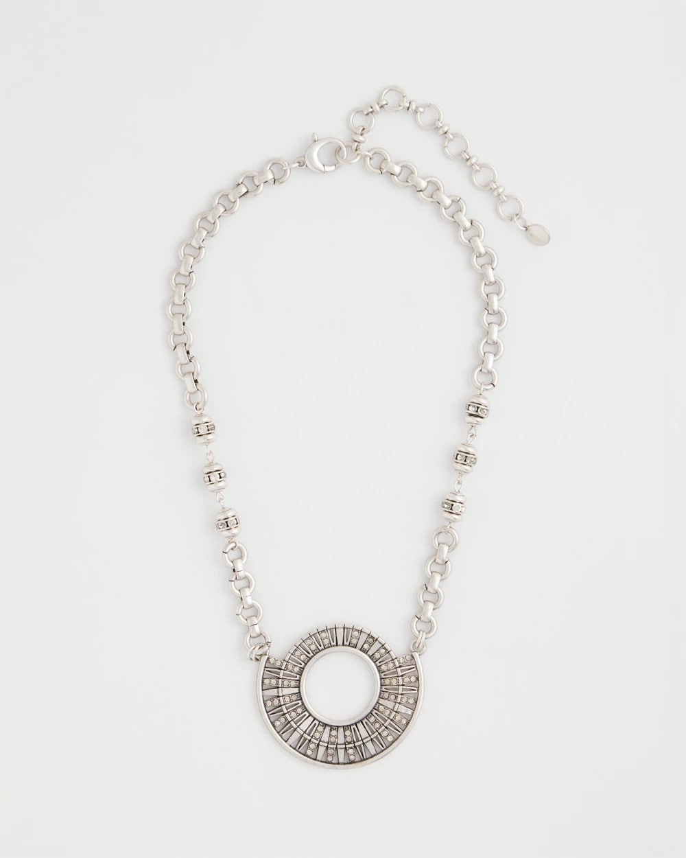 Chico's Jewelry Sparkling Silvertone Circle Pendant Necklace