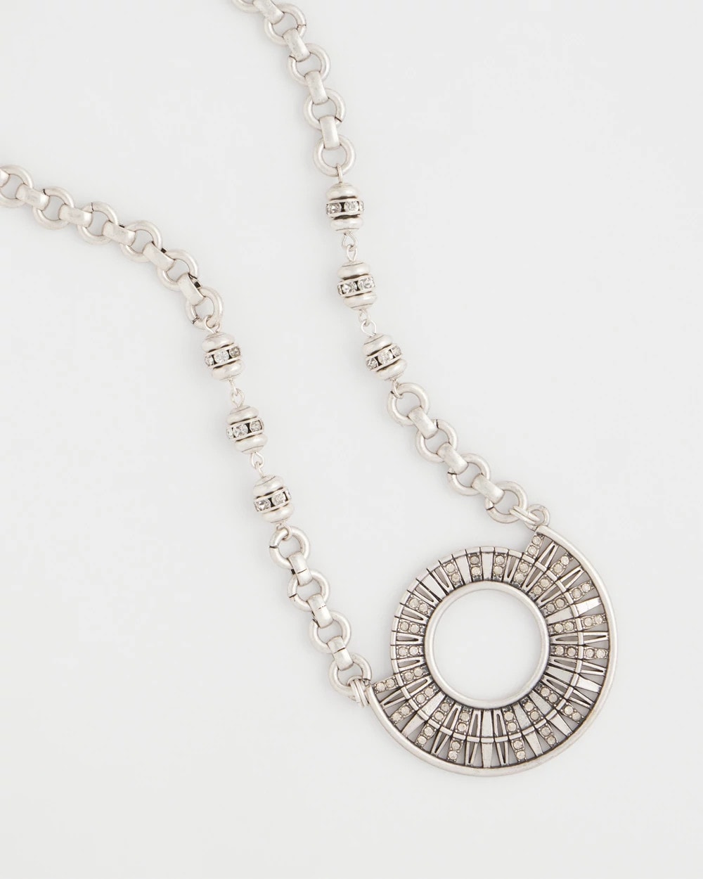 Chico's Jewelry Sparkling Silvertone Circle Pendant Necklace