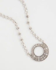 Chico's Jewelry Sparkling Silvertone Circle Pendant Necklace