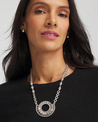 Chico's Jewelry Sparkling Silvertone Circle Pendant Necklace