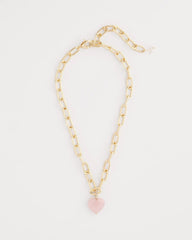 Chico's Jewelry Genuine Quartz Heart Pendant Necklace