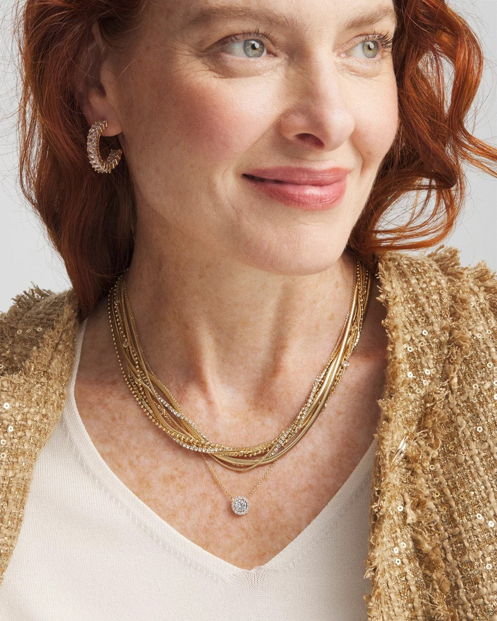 Chico's Jewelry Gold Tone Drop Stone Necklace