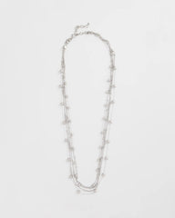 Chico's Jewelry Multistrand Beaded Silvertone Necklace