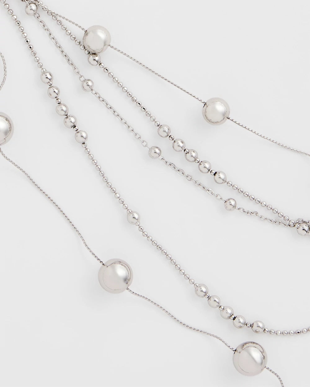Chico's Jewelry Multistrand Beaded Silvertone Necklace