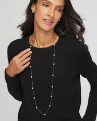 Chico's Jewelry Multistrand Beaded Silvertone Necklace