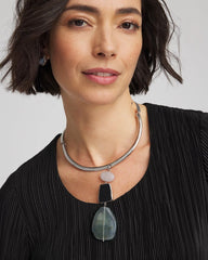 Chico's Jewelry Linear Jade & Resin Pendant Collar