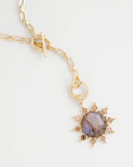 Chico's Jewelry Purple Resin Sun Pendant Necklace