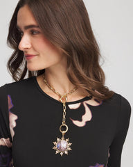 Chico's Jewelry Purple Resin Sun Pendant Necklace