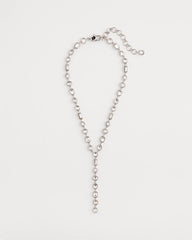 Chico's Jewelry Bezel Set Silvertone Y-Necklace