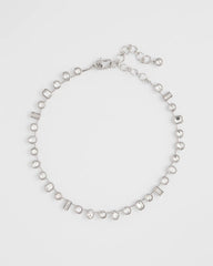Chico's Jewelry Bezel Set Short Silvertone Necklace