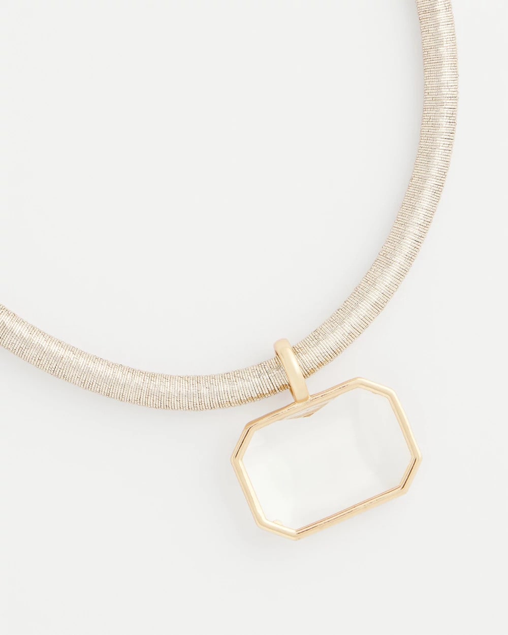 Chico's Jewelry Goldtone Glass Gem Pendant Cord Necklace
