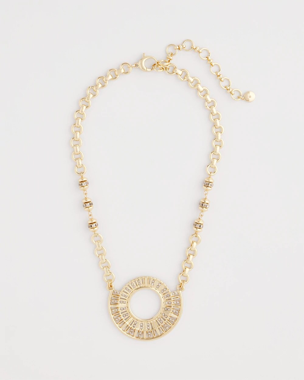 Chico's Jewelry Sparkling Goldtone Circle Pendant Necklace