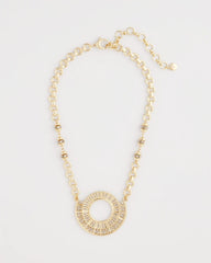 Chico's Jewelry Sparkling Goldtone Circle Pendant Necklace