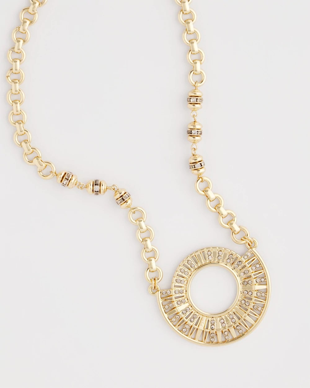Chico's Jewelry Sparkling Goldtone Circle Pendant Necklace