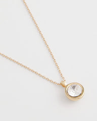 Chico's Jewelry Bezel Set Pendant Goldtone Necklace