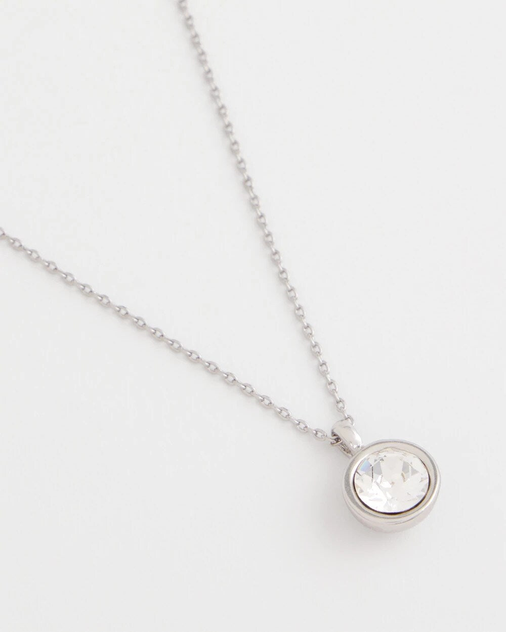 Chico's Jewelry Bezel Set Pendant Silvertone Necklace