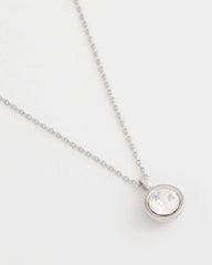 Chico's Jewelry Bezel Set Pendant Silvertone Necklace