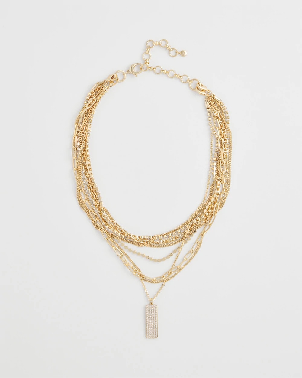 Chico's Jewelry Convertible Gold Pave Pendant Necklace