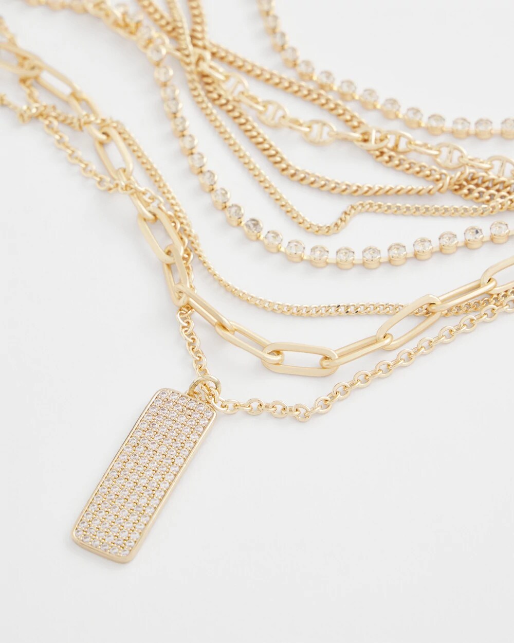 Chico's Jewelry Convertible Gold Pave Pendant Necklace