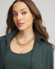 Chico's Jewelry Convertible Gold Pave Pendant Necklace