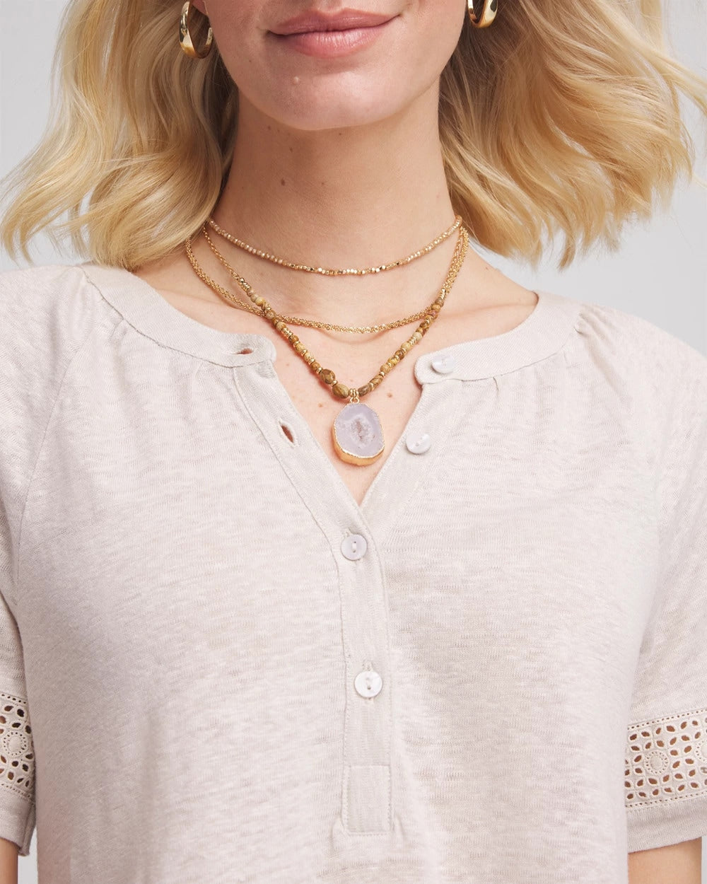 Chico's Jewelry Convertible Agate Pendant Necklace