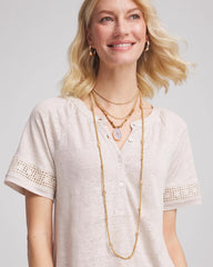 Chico's Jewelry Long Goldtone Seed Bead Necklace
