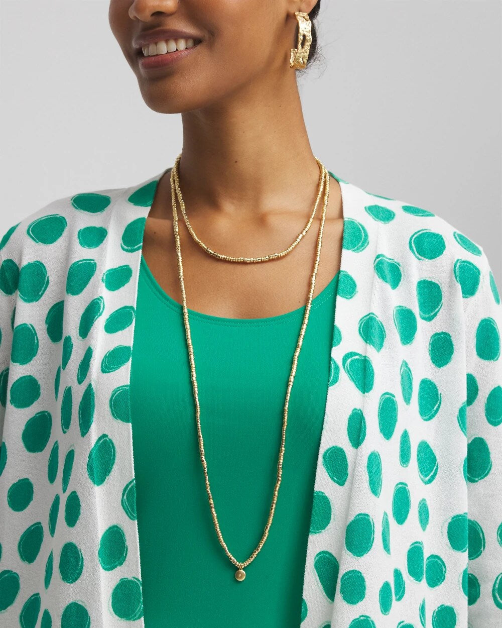Chico's Jewelry Long Goldtone Seed Bead Necklace