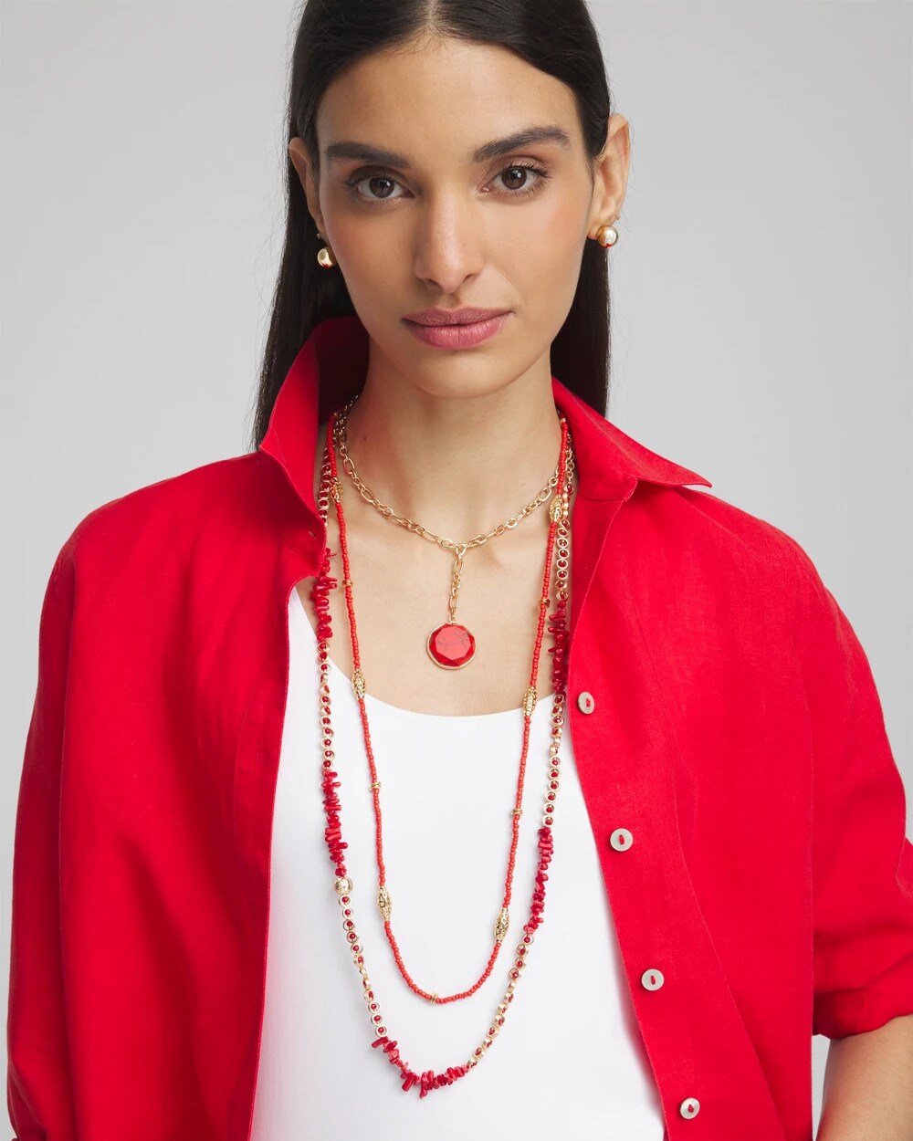 Chico's Jewelry Convertible Beaded Pendant Necklace