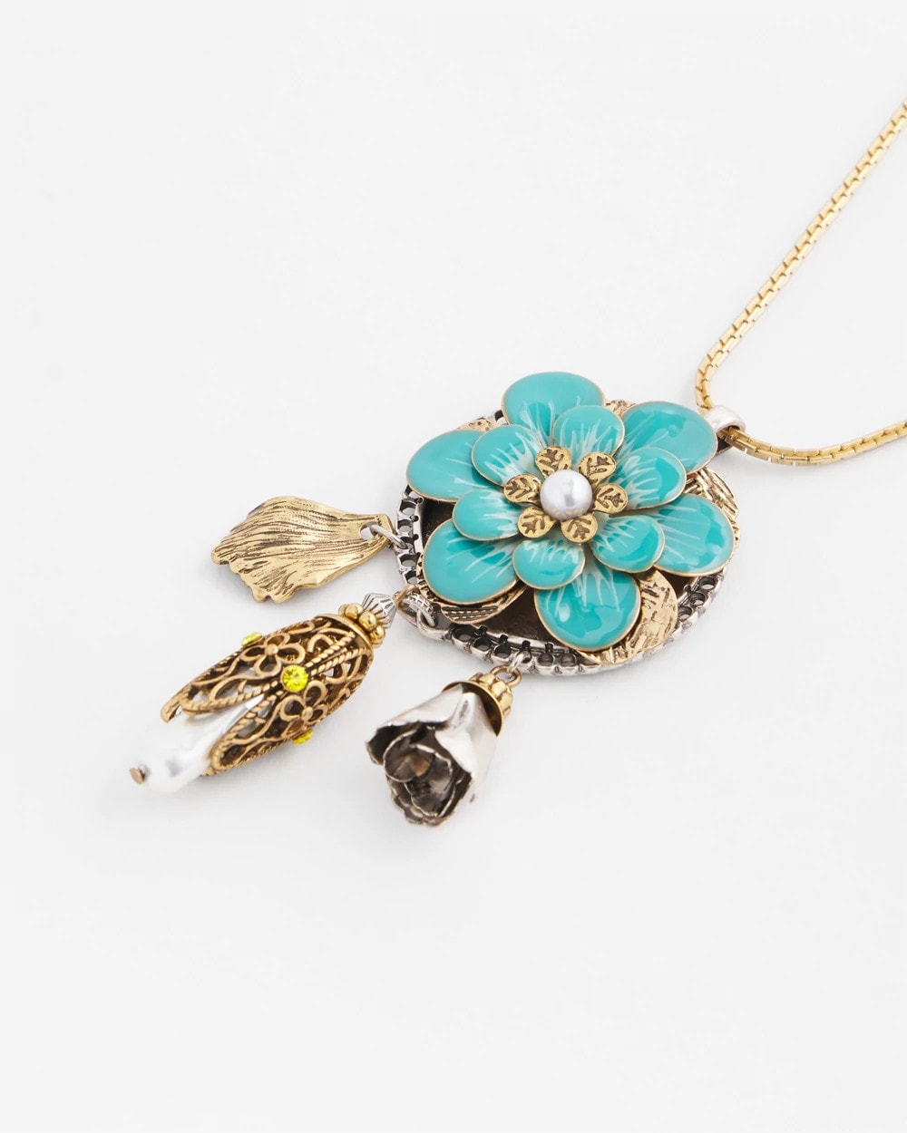 Chico's Jewelry Adjustable Flower Charm Pendant Necklace