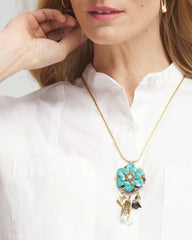 Chico's Jewelry Adjustable Flower Charm Pendant Necklace